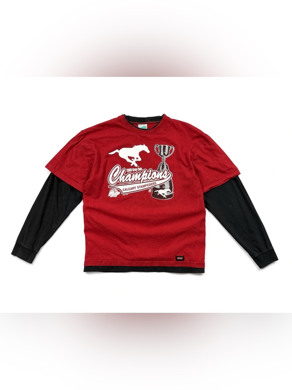 Vintage 2008 Grey Cup Champions Calgary Stampeders Layered Long Sleeve XL Waves